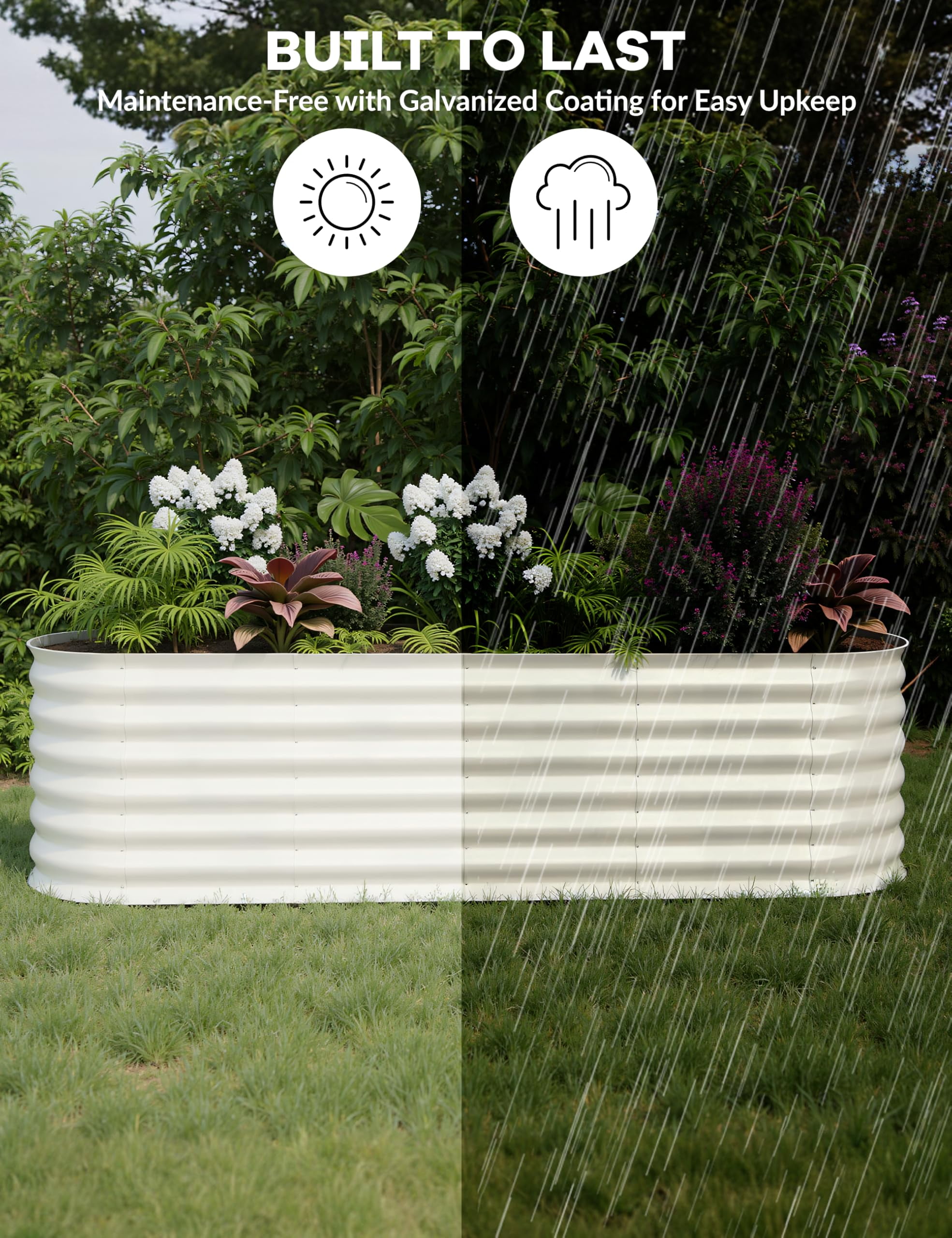 2 Pack 8x2x2 ft Galvanized Raised Garden Beds - Rust-Resistant Easy Assembly Planter Boxes for Outdoor Vegetables, Flowers & Herbs
