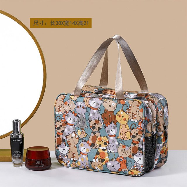 Bolsa de cosméticos portátil para Mujer, Neceser de viaje para maquillaje, Neceser impermeable de doble capa, Organizador Fivean unisex