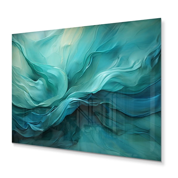 Designart "Turquoise Calm V" Abstract Landscape Metal Art Living Room