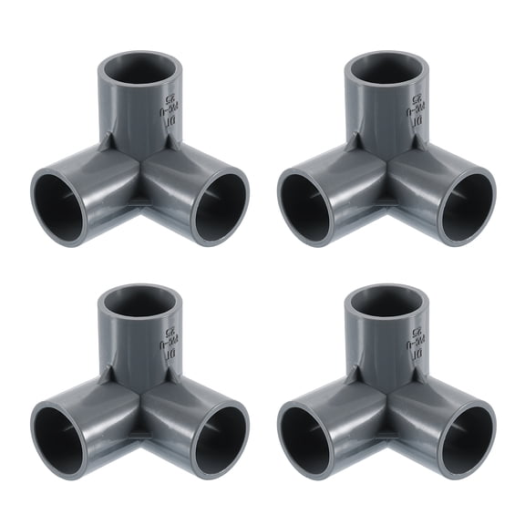 3/4" Fittings, 4Pcs 3 Way Elbow Connector Elbow Corner Fitting, Grey