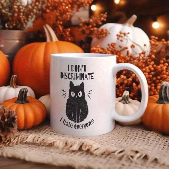 1pc Funny Hate Everyone Mug with Design Sarcastic Office Cup Dishwasher Ceramic Coffee Cup Dark Comedy Fans Birthday Gifts Workplace Pranks I Don t Di
