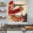 thumbnail image 5 of Burnt Orange Abstract Sheer Curtains 84 Inches Long, Modern Geometric Art Light Filering Curtains, Breathable Simi Curtain Privacy Drapes for Living Room Bedroom Lightweight Window Treatment, 5 of 9