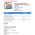thumbnail image 2 of Automatic Transmission Filter - Compatible with 2007 - 2008 Hyundai Entourage, 2 of 2