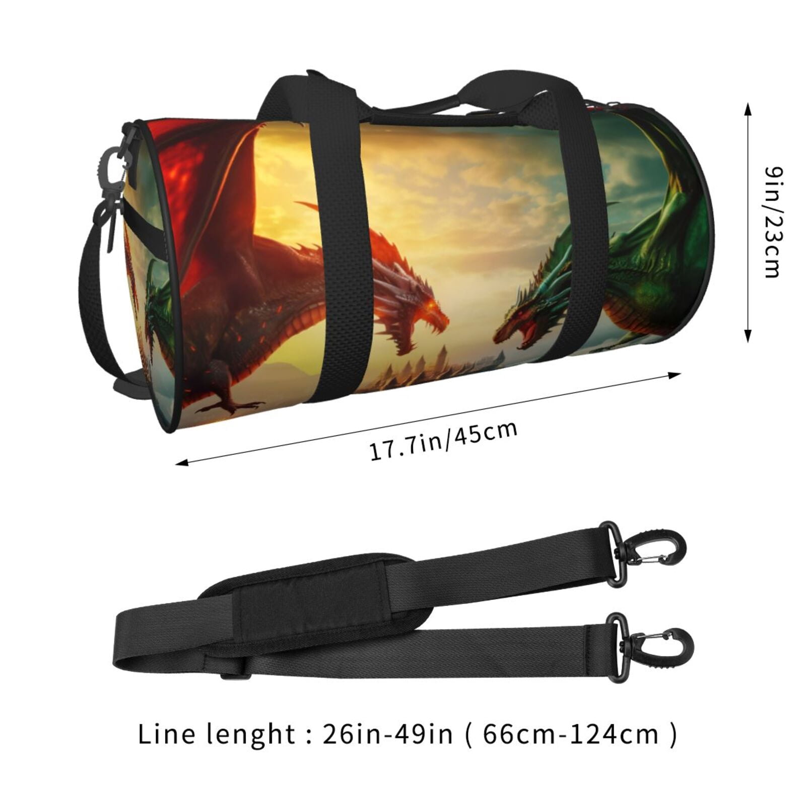Vsdgher Castle Red Green Sky Dragon 45L Foldable Duffel Bag, Sports Gym Bag,Overnight Bag, Portable Weekender Bag for Airplanes