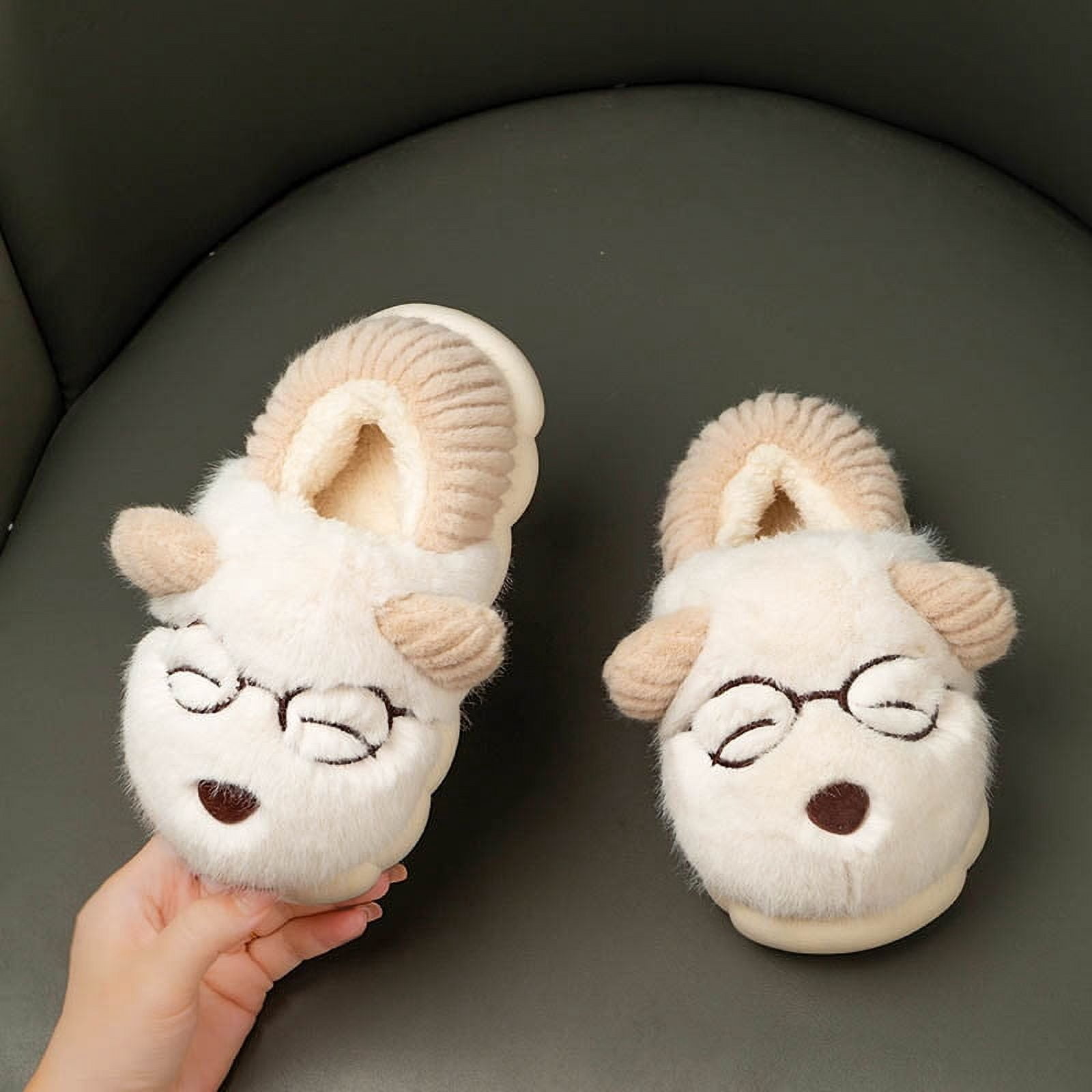 Pantoufles Filles En Peluche Lapin - Chaussons D'hiver Doux, Bout Rond, Pour Enfants Et Ados - 10
