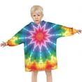 thumbnail image 3 of Colorful Rainbow Tie Dye Spiral Pattern Blanket Hoodies for Kids 6-13YR Oversize Wearable Blanket Hoodies for Boys Girls Teens, 3 of 7