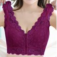 thumbnail image 2 of Fsqjgq Lace Bras for Women Front Zipper Brassiere Crop Top Solid Wireless Push up Small Chest Gathered&nbsp;Sports Bra Breathable Underwear Purple M, 2 of 5