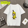 thumbnail image 2 of Camisetas de gato plátano para mujer, camiseta divertida de gato Meme, camiseta de manga corta de dibujos animados Happy Bananacat, ropa de verano de gran tamaño para mujer, camisetas, 2 of 5