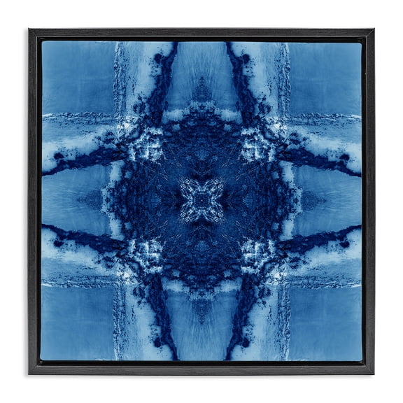 Stupell Industries Modern Blue Geometric Shapes Black Floating Frame Canvas Art, 18 x 18, by El Perkin