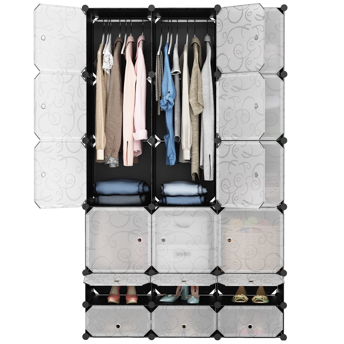 LANGRIA 18Cube Curly Patterned Black Interlocking Modular