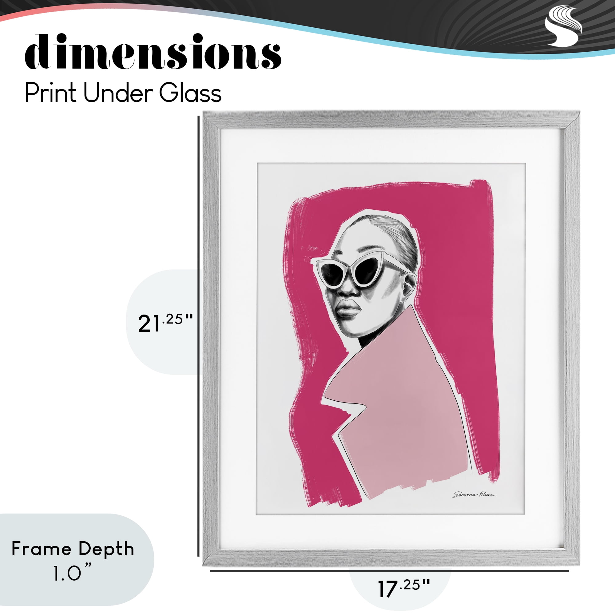Stupell Industries Pink Attitude Fashion Portrait Gray Framed Print Under Glass, design by Simone Elum