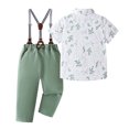 thumbnail image 5 of Faraee Toddler Baby Boy Clothes Suit Gentleman Wedding Outfits Formal Dress Shirt with Bowtie + Suspender Pants Size 1-5 Years Green, 5 of 5
