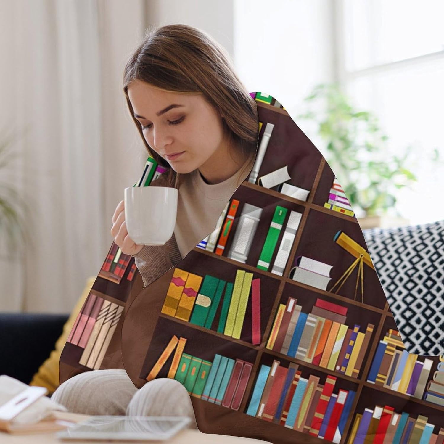 Book Throw Blanket Bookshelf Reading Print Blankets Bookish Gifts Couch Sofa Bed Stuff Decor Soft Cozy Lightweight Fleece Plush Flannel Bedding for Lover Men Women Adults Reader Library Club 60"x80"