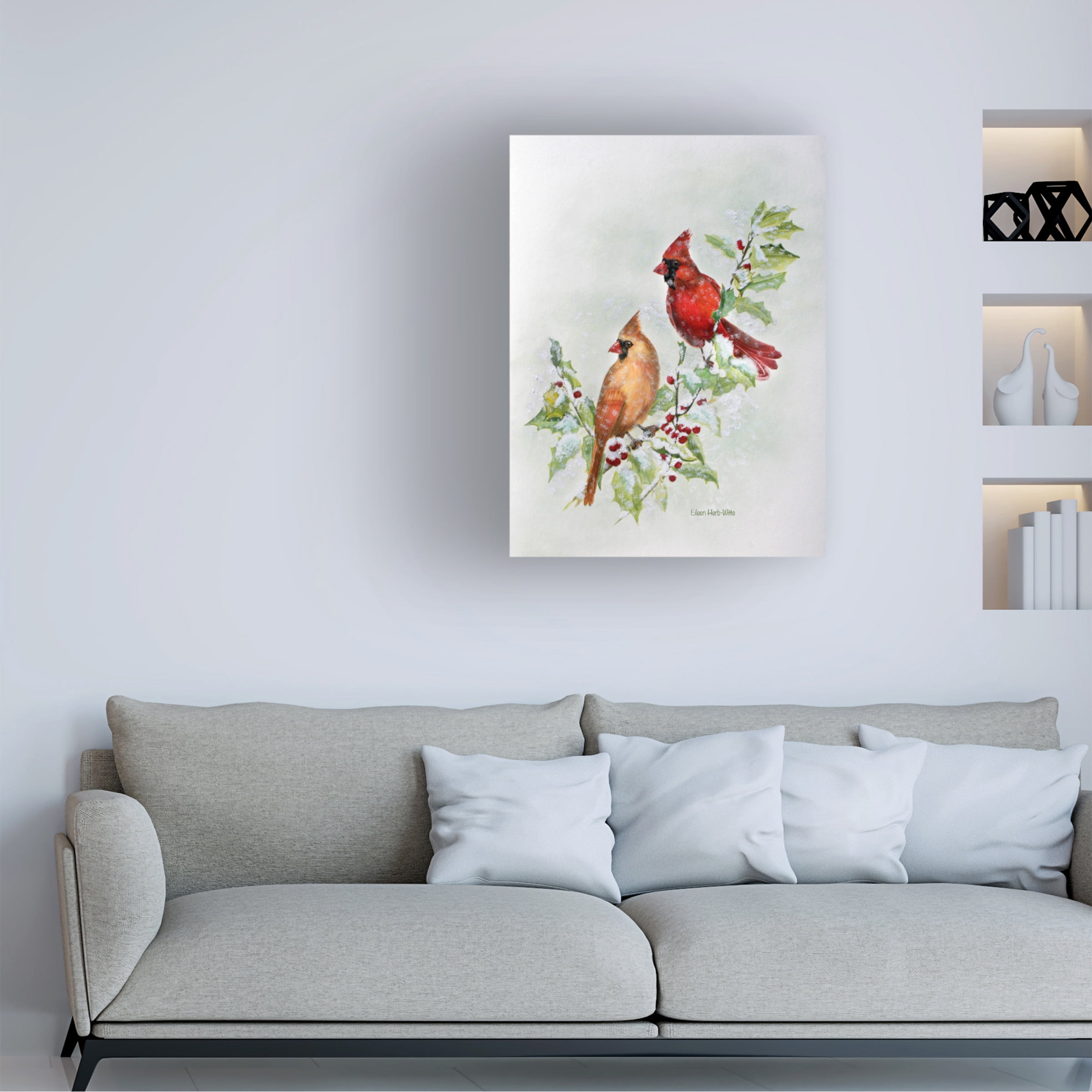 Eileen Herb-Witte 'Holly Cardinals 2' Canvas Art