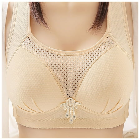 

CLZOUD Soft Bras for Women B Nylon Spandex Women Lace Back Button Shaping Cup Adjustable Shoulder Strap Large Size Underwire Bra 40