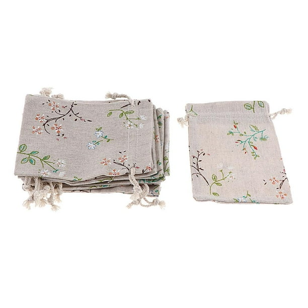 12 bolsas de regalo de yute de arpillera con cordón, bolsas de almacenamiento para recuerdos de boda Ramita