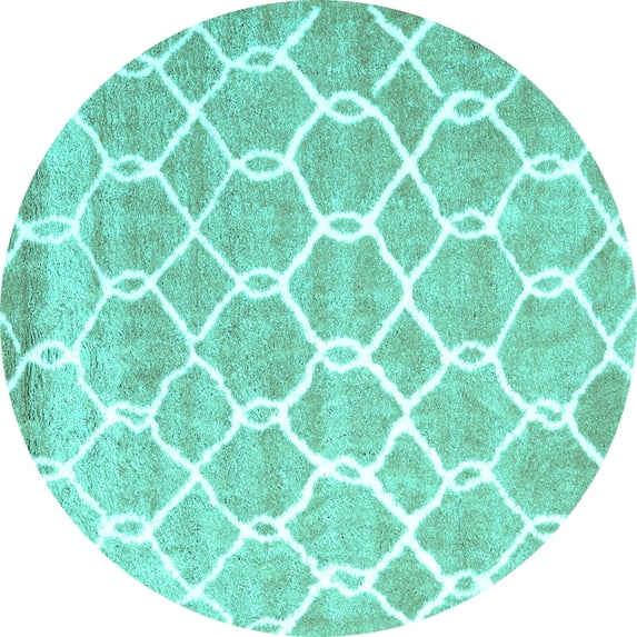 Ahgly Company Indoor Round Trellis Turquoise Blue Modern Area Rugs, 7' Round