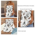 thumbnail image 4 of Tops De Tubo Smocked Top Bandeau Sin Tirantes Mujeres Tops De Tubo Smocked Bandeau Sin Tirantes Plisado Estampado Sin Mangas Slim Fit Dressy Tank White Feather L ANGGREK Pluma Blanca L, 4 of 6
