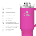 thumbnail image 3 of Cirkul 40oz All-Day StrawSip Double-Wall Insulated Stainless Steel Tumbler with Handle, Brink (Bright Pink), 3 of 8