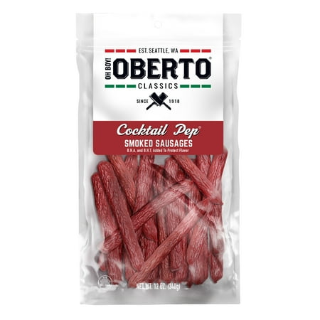 Oberto Classics Cocktail Pep Smoked Sausages 12oz Resealable Bag