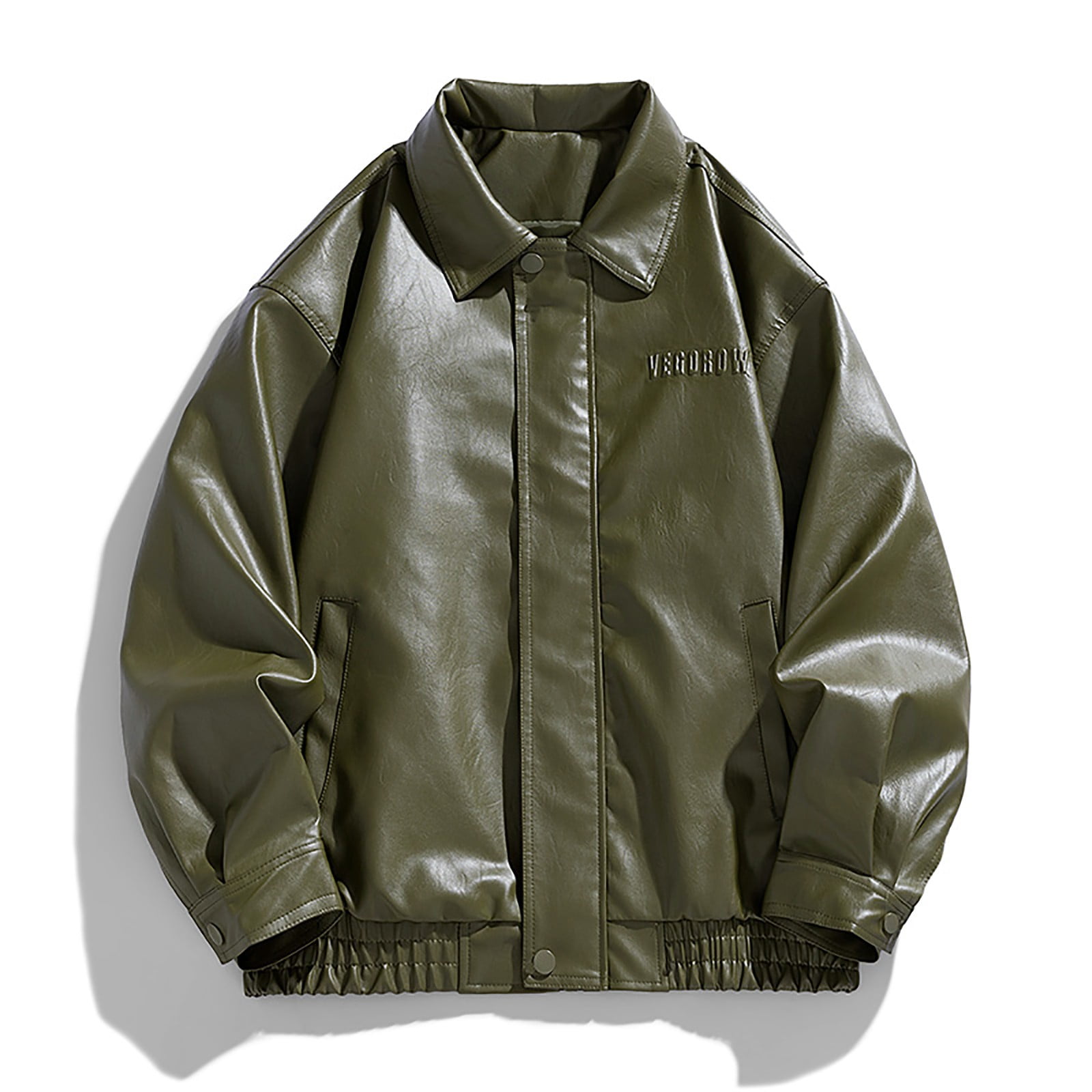IYTR Men's Faux Leather Jacket Jacket Zipper Closure Stand Collar