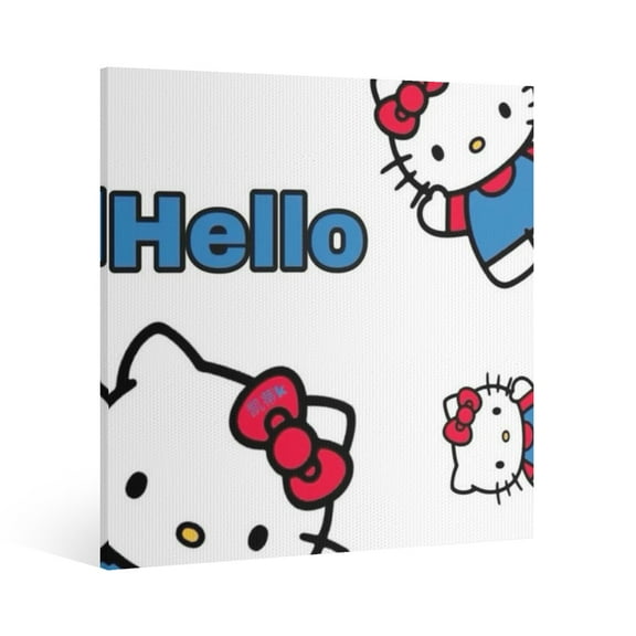 Hello Kitty Canvas Wall Art Cartoon Wall Decor | HD Printed & Wooden framed wall art | Modern Wall Decor for Gift | Kids Room Decor | Made in USA 8x8 Inch