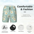 thumbnail image 4 of Kdxio Floral Daisy Print Men's Swim Trunks with Compression Liner 7 Inch Inseam Quick Dry Swim Shorts, 4 of 7