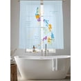 thumbnail image 5 of Modern Map Sheer Curtains 63 Inches Long 2 Panels Blue Sea Simplize Colorful Plate Light Filtering Semi Sheer Window Curtains Drapes for Bedroom Living Room 52"x63", 5 of 7