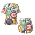 thumbnail image 6 of Wukai Travel Stamp Women's Pajama Set,Short-Sleeve Top and Shorts with Elastic Waistband and Pockets for Loungewear, Yoga, and Casual Wear-4X-Large, 6 of 8
