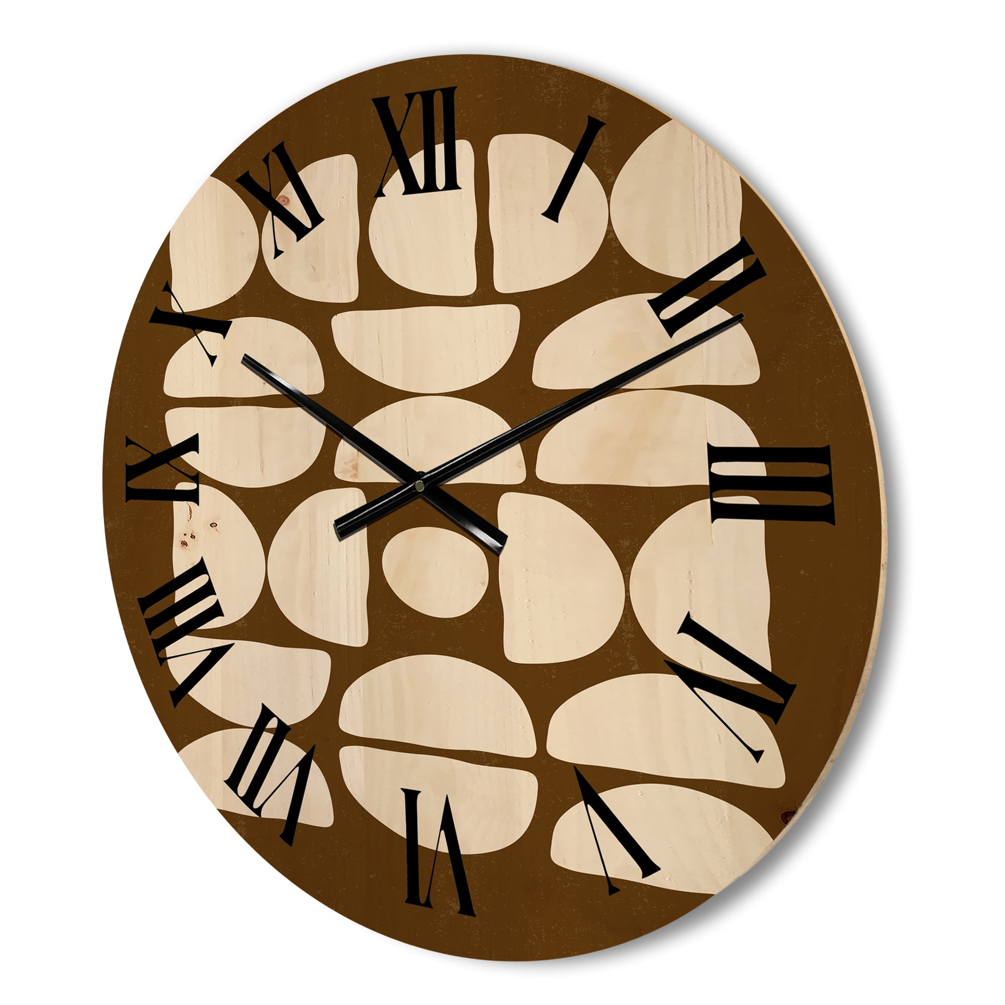 Designart 'Abstract Minimal Half Moons Composition' Modern Wood Wall Clock
