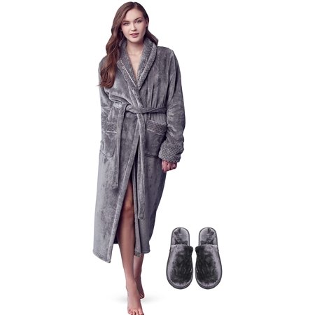 

LOTUS LINEN Women Soft Plush Robes Luxury Fluffy Robe for Women Long Fleece Spa Bathrobes