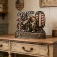 thumbnail image 4 of qolami 250th Anniversary Military Soldier Figurine, Kneeling at Grave, 7.9in Acrylic Ornaments with Flag/Floral, Patriotic Memorial Statue, 4 of 6