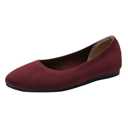 

Women‘s Breathable Knit Flat Shoes Closed Toe Slip-on Comfy Casual Shoes Women‘s Solid Color Cozy Shoes