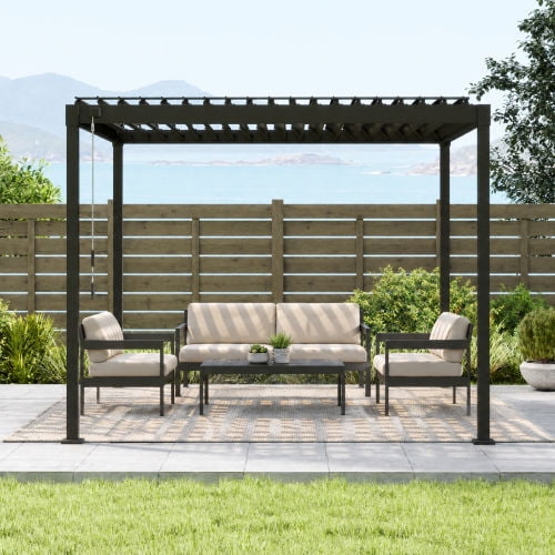 Abba Patio 10'x 10' Outdoor Pergola, 80S Steel Frame w/ Adjustable Louvers Roof for Garden, Patio, Backyard, Charcoal