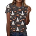 thumbnail image 3 of Witch Bat Cute Graphic T-Shirt for Women Crew Neck Short Sleeve Loose Casual Tops Fall Tees Multicolor M, 3 of 7
