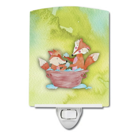 Caroline's Treasures BB7350CNL Foxes Bathing Watercolor Ceramic Night Light, 6x4x3", multicolor