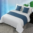 thumbnail image 6 of Matoen Bed Runner Solid Breathable Modern Bedding Scarf Protection for Bedroom Hotel, Blue 19.7 x94.5 Inches for Bed, 6 of 6