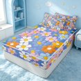 thumbnail image 3 of Erosebridal Groovy Flower Zipper Twin Comforter Sets with Fitted Sheet and 2 Pillowcases, Colorful Floral Zipper Bedding Set, Stars Reversible, Periwinkle Daisy, Stars Reversible, 3 of 7