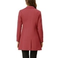 thumbnail image 3 of INSPIRE CHIC Women's Classic Notched Lapel Long Sleeves Long Overcoat L Dark Pink, 3 of 7