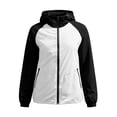 thumbnail image 5 of GUACER Colorblock Lightweight Hooded Windbreaker for Women with Storage Pouch, Packable Nylon Waterproof Zip-Up Jackets, 5 of 8