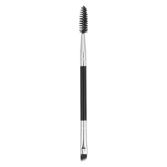 Unique Bargains 1pcs Soft Double Sided Eyebrow Brush Angled Eye Brow Brush Eyelash Extension Brush Silver Tone Black