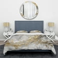 thumbnail image 3 of Designart "Colliding Patterns Gold and White" Abstract Bedding Covert Set - Modern White Bed Set With 1 Shams, 3 of 6