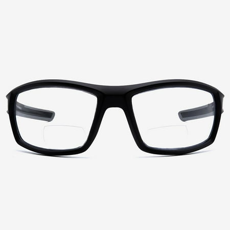 

Bifocal Safety Glasses with Readers Wrap Around Sport Magnifying Safety Reading Protective Goggles for Men and Women Lecce in Black 2.50