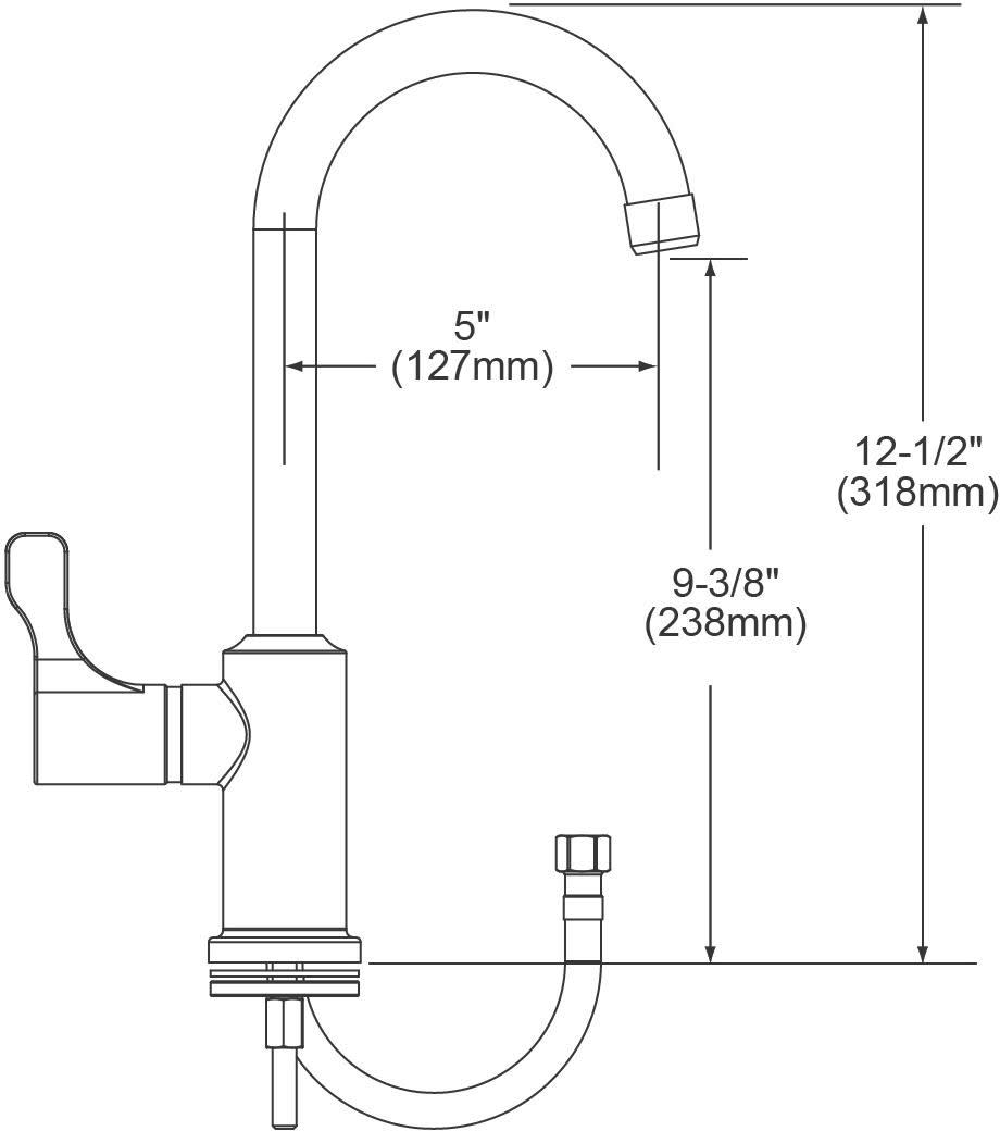 Elkay LKD208513C Elkay Single Hole 12-1/2" Deck Mount Faucet with Gooseneck Spout Lever Handle on Right Side Chrome