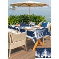 thumbnail image 4 of Outdoor Tablecloth with Umbrella Hole and Zipper, Christmas Blue Rectangle Table Cloth 54x80 Inch Waterproof Tablecloth, White Xmas Tree Elk Winter Snowflake Picnic Table Cover for Patio Camping, 4 of 7
