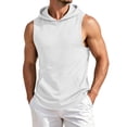 thumbnail image 5 of GrmtClth Mens Lightweight Sleeveless Hoodie Casual Pullover Tank Top with Hood & Kangaroo Pocket Breathable Fitness Training Tops White XL, 5 of 7