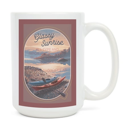 

15 fl oz Ceramic Mug Glassy Sunrise Kayak Contour Dishwasher & Microwave Safe