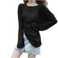 thumbnail image 5 of Ltctricy Sun Shirts for Women Long Sleeve Crew Neck Tie Side Ruched Asymmetrical Hem Blouses Summer Beach Cover Up Tops, 5 of 7