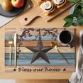 thumbnail image 2 of Texas Star Vintage Placemats Set of 4, Berry Navy Blue Brown Wooden Placemats for Dining Table, Place Mats for Kitchen Tabletop, Waterproof Wipeable Dining Table Mats Set, 2 of 9