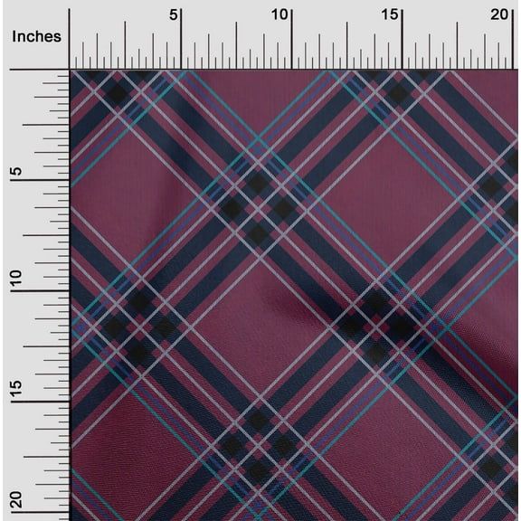 oneOone Cotton Cambric Fabric Tartan Check Print Fabric By The Yard 56 Inch Wide